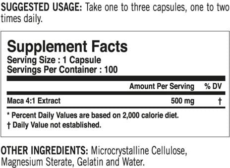 tested-nutrition-maca-4:1-100-capsules-supplement-facts